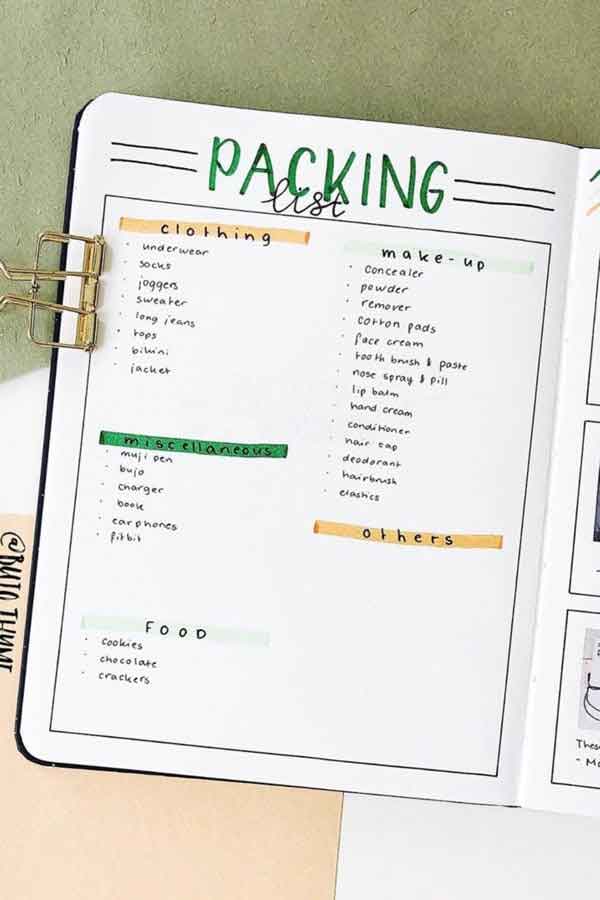 simple packing list