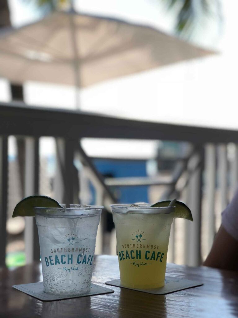 Two margaritas on the rocks at the Southernmost Beach Cafe