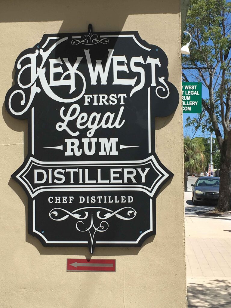 key west first legal distillery sign